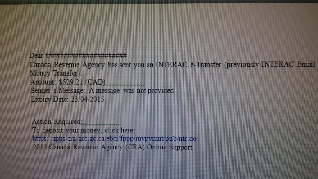 CRA Interac Scam