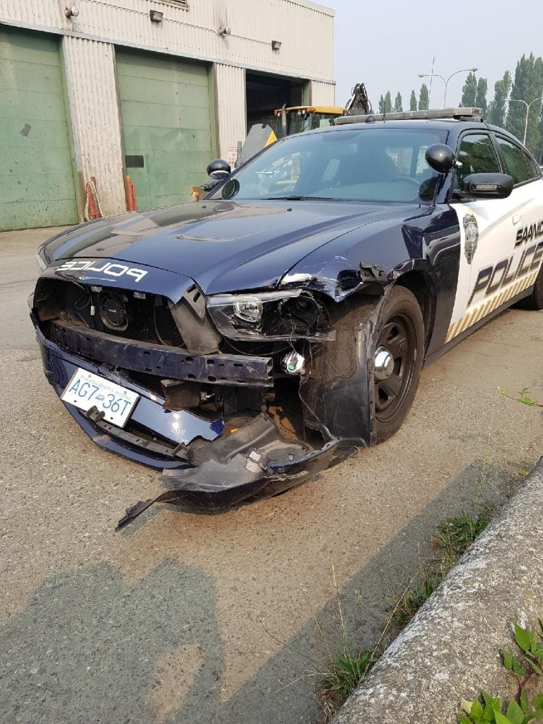 photo of a damaged Police car